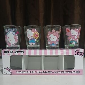 Hello Kitty Shot Glassware Set Of 4 ~ 1.5oz Each (NEW)